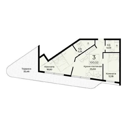 Планировка резиденции № 409, 100,52 м²