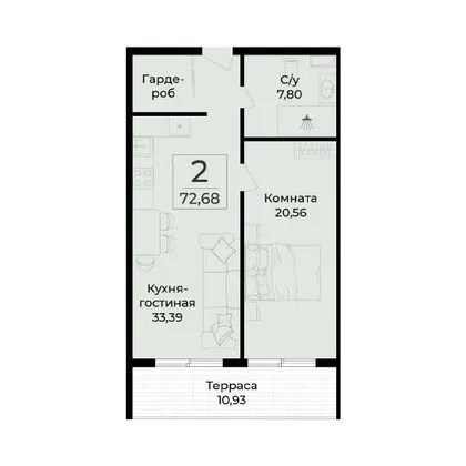 Планировка резиденции № 403, 72,68 м²